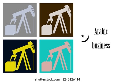 assembly of flat icons on theme Arabic business oil derrick