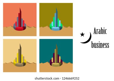 assembly of flat icons on theme Arabic business pie chart