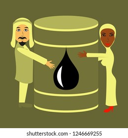 assembly of flat icons on theme Arabic business Muslims and oil