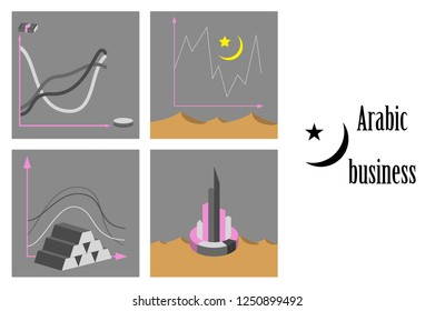 assembly of flat icons on theme Arabic business