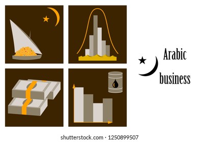 assembly of flat icons on theme Arabic business