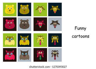 assembly of flat icons on theme funny animals