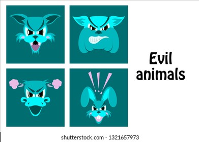 assembly of flat icons on theme evil animals