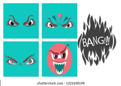 assembly of flat icons on theme evil emotions