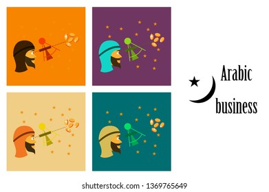 assembly of flat icons on theme Arabic business astronomer
