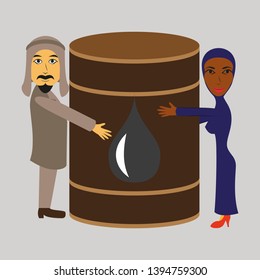 assembly of flat icons on theme Arabic business Muslims and oil