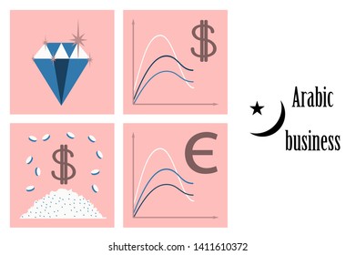 assembly of flat icons on theme Arabic business