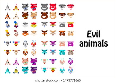 assembly of flat icons on theme evil animals