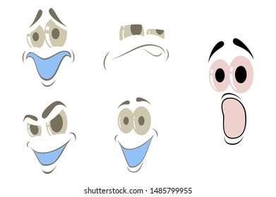 assembly of flat icons on theme Cartoon face funny emotion