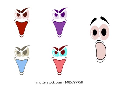assembly of flat icons on theme Cartoon face funny emotion