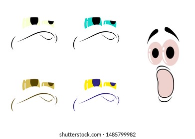 assembly of flat icons on theme Cartoon face funny emotion