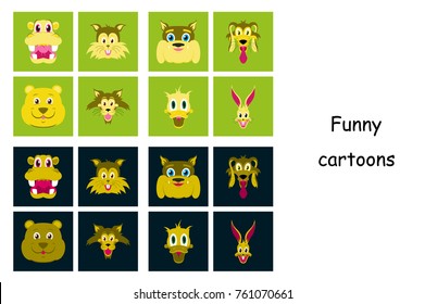 assembly of flat icons on theme funny animals