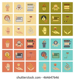 assembly flat icons poker game