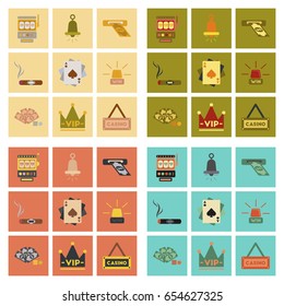 assembly flat icons poker game