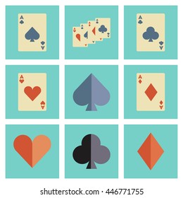 assembly flat icons poker playing card