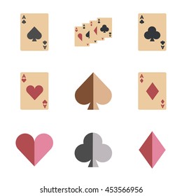 assembly flat icons poker playing card