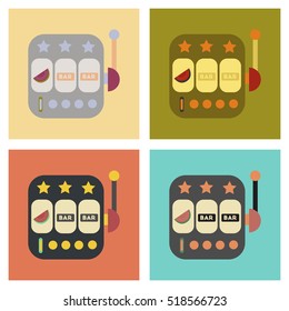 assembly flat icons poker slot machine