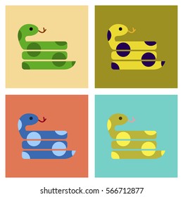 assembly of flat icons reptile snake