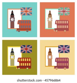 assembly flat icons United Kingdom set