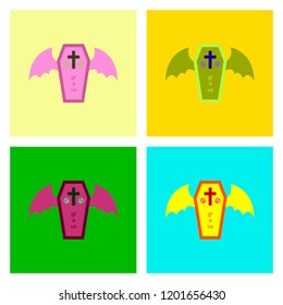 assembly flat icons wings coffin