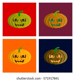 assembly flat illustration Halloween pumpkin emotions