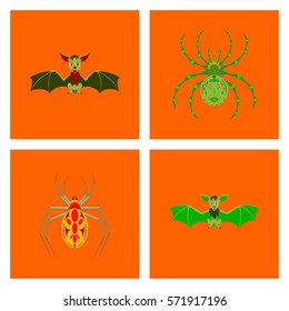 assembly flat illustration halloween spider bat