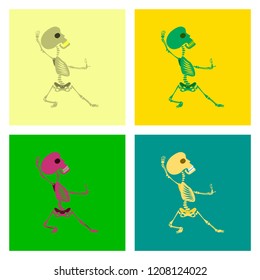 assembly flat illustration skeleton Halloween monster