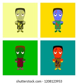 assembly flat illustration zombie men