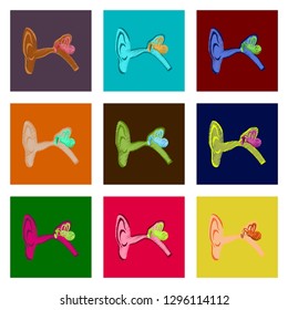 assembly of flat shading style icon ear