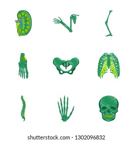 assembly of flat shading style icon human bones