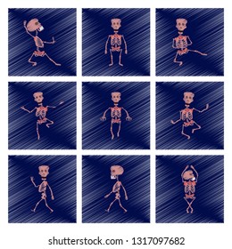 assembly flat shading style icon skeleton Halloween monster