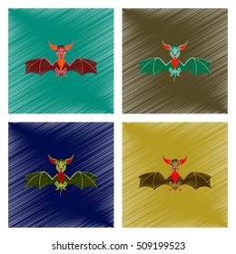 assembly flat shading style icon cute bat