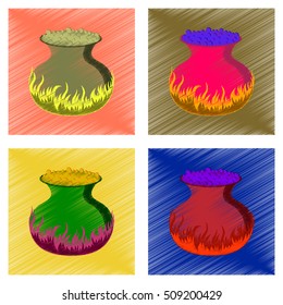 assembly flat shading style icon potion cauldron