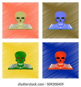 assembly flat shading style icon book skull