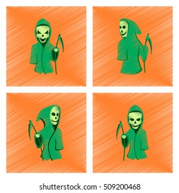 assembly flat shading style icon halloween death scythe