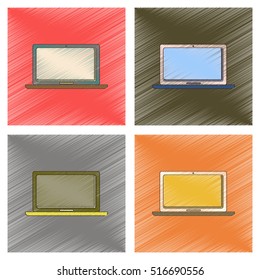 assembly flat shading style icon technology laptop