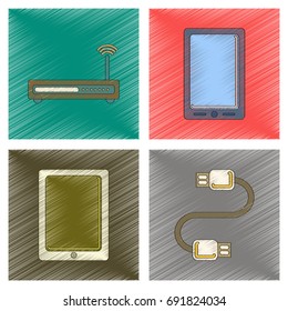 assembly flat shading style icon Wi fi modem mobile phone gadget usb cable