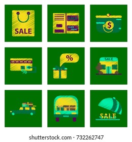 assembly of flat shading style icon gifts and discounts