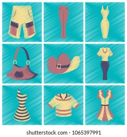 assembly flat shading style icons clothes