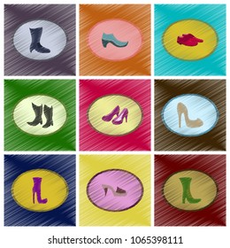 assembly flat shading style icons shoes