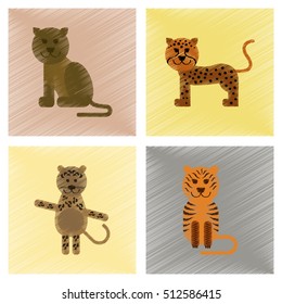 assembly flat shading style icons cartoon panther tiger leopard