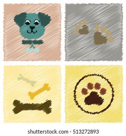 assembly flat shading style icons traces of dog bones