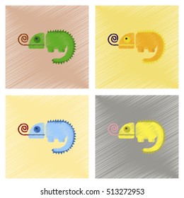 assembly flat shading style icons reptile chameleon