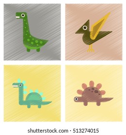 assembly flat shading style icons cartoon dinosaur