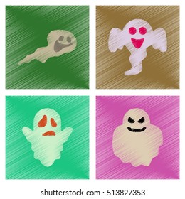assembly flat shading style icons Halloween ghost