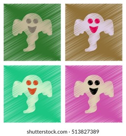 assembly flat shading style icons Halloween ghost