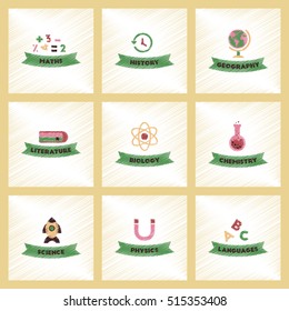 assembly flat shading style icons rocket science geography physics languages history math biology chemistry lesson