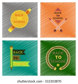 assembly flat shading style icons Back to school pencil