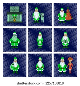assembly flat shading style illustration Santa Claus