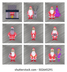 assembly flat shading style illustration Santa Claus